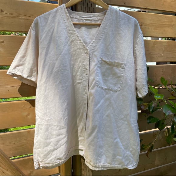 Vintage Cotton Ginny Tan Colour Baseball Style Buttondown - Picture 5 of 7